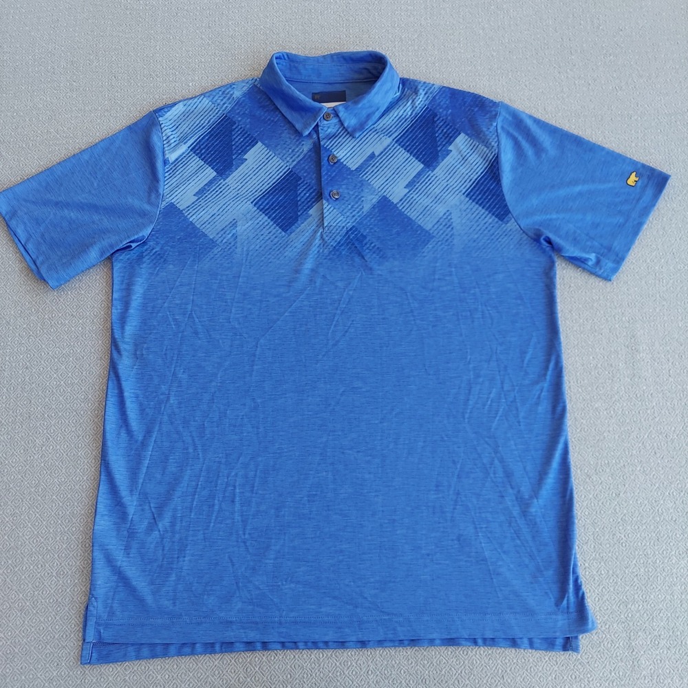 Jack Nicklaus Mens Blue StayDri Geometric Print Golf Polo Shirt L Golden Bear